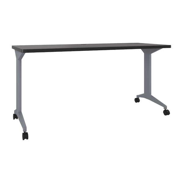 Hirsh Commercial Desks, 60 in W, 28.75 in H, Steel, Laminate Top, Arctic Silver / Weathered Charcoal 24374 - main